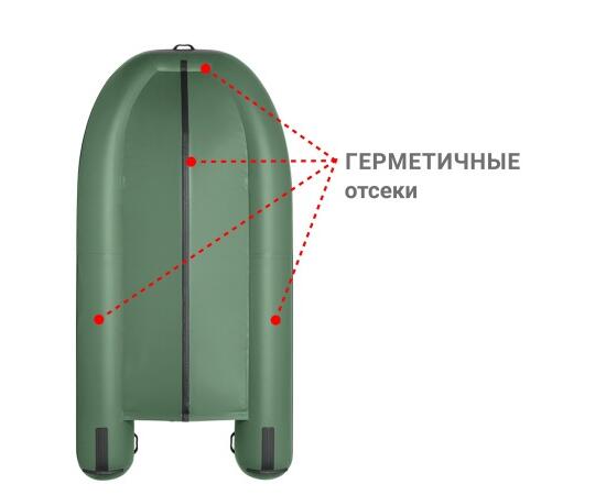 Надувная лодка Фрегат 390 F (Ф), с фальшбортом Зеленый
