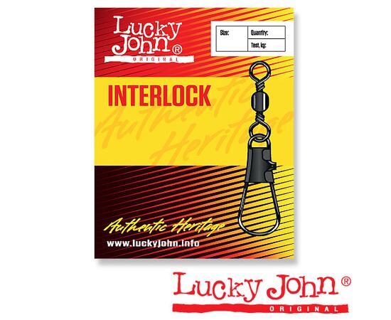 Вертлюги c застежкой Lucky John INTERLOCK Black 005 5шт.