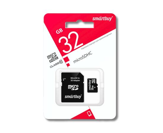 Micro SDHC карта памяти SMARTBUY 32Gb Class 10 (с адаптером SD)