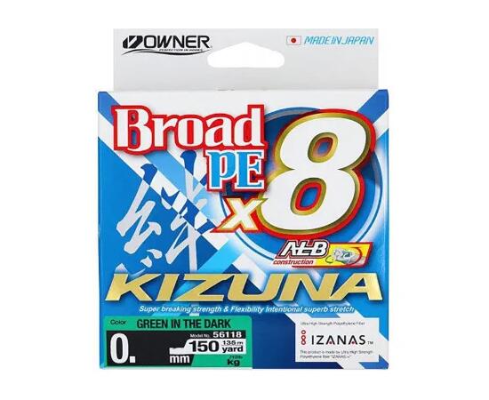 Шнур OWNER Kizuna X8 Broad PE green 135м 0,13мм 6,7кг