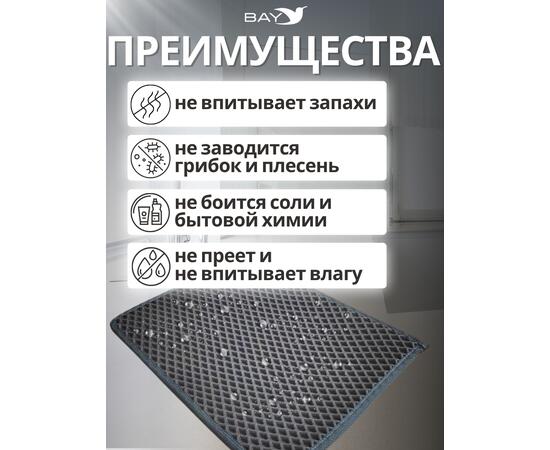 Коврик EVA для сушки посуды  с кантом 30x40 см (графит)