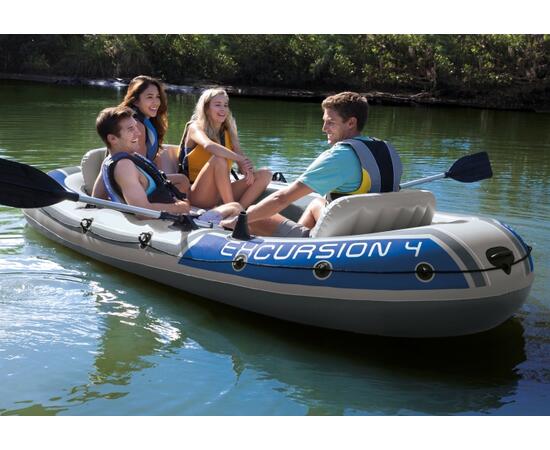 68324 Надувная лодка Intex Excursion 4 местная, 315 х 165 х 43 см, вёсла, насос, до 500 кг