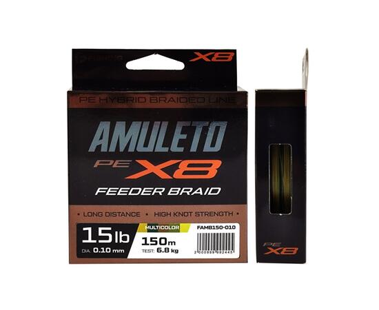 Шнур F-FISHING Amuleto Braid PE X8 Feeder 150м Multicolor 0,10мм 6,8кг/15lb