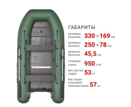 Надувная лодка Фрегат 330 С Зеленый