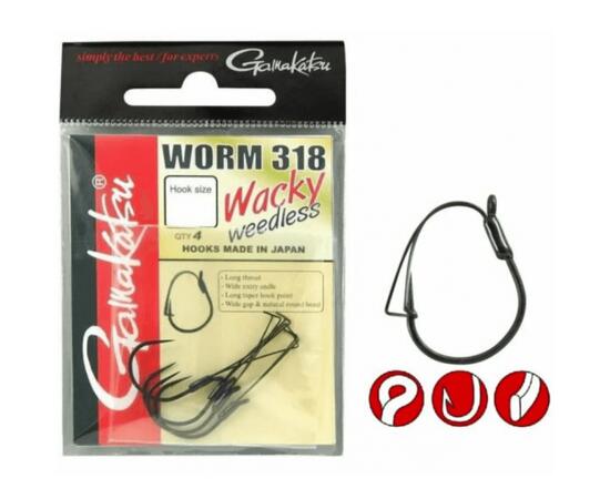 Крючки GAMAKATSU WORM 318 WACKY WEEDLESS #1