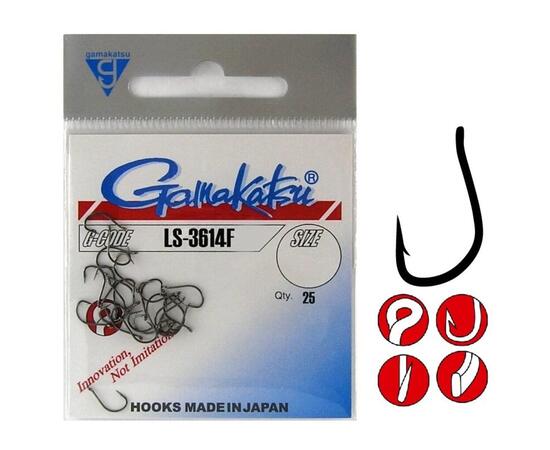 Крючки GAMAKATSU HOOK LS-3614F (BLACK) size 008,RING, 25st