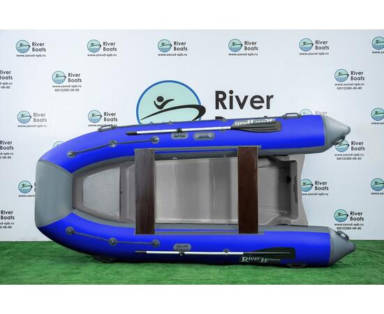 Надувная лодка РИБ RiverBoats RB 380 Встроенный рундук (серо-синий)