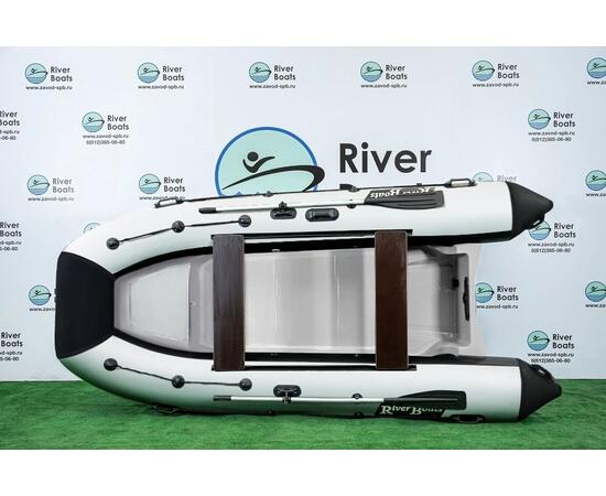 Надувная лодка РИБ RiverBoats RB 380 Встроенный рундук (черно-белый)