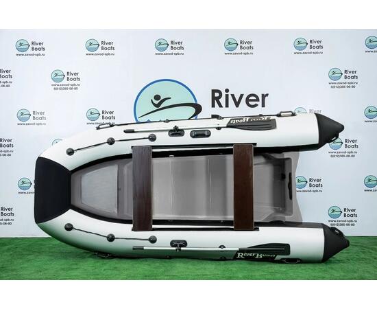 Надувная лодка РИБ RiverBoats RB 380 Встроенный рундук (черно-белый)
