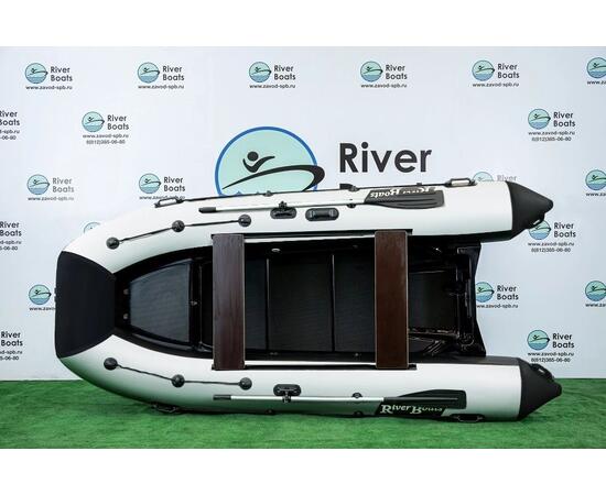 Надувная лодка РИБ RiverBoats RB 380 Встроенный рундук (черно-белый)