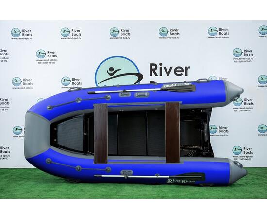 Надувная лодка РИБ RiverBoats RB 380 Встроенный рундук (серо-синий)