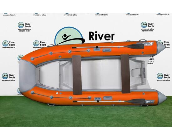 Надувная лодка РИБ RiverBoats RB  400 Встроенный рундук (серо-оранжевый)