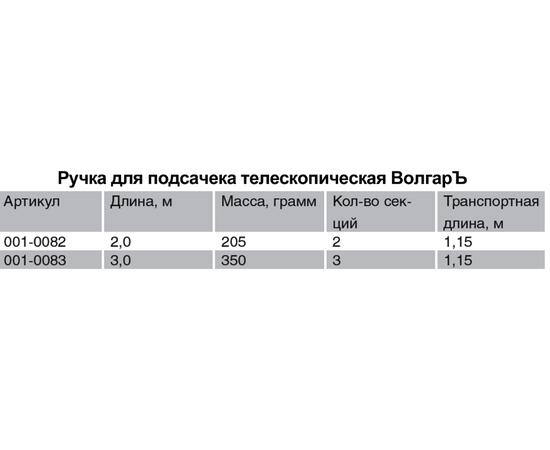 Ручка к подсачеку телескопическая "Волгаръ" 2,0м (2 секции)