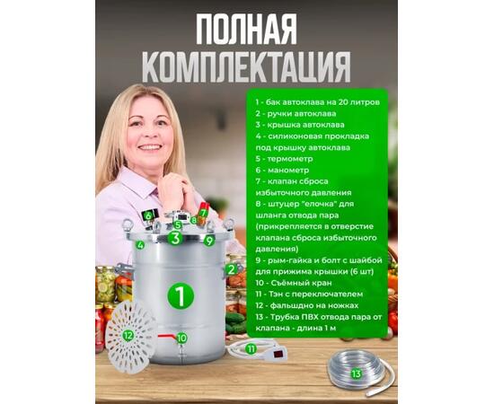 Автоклав для консервирования Helicon Крестьянка 26 л ТЭН