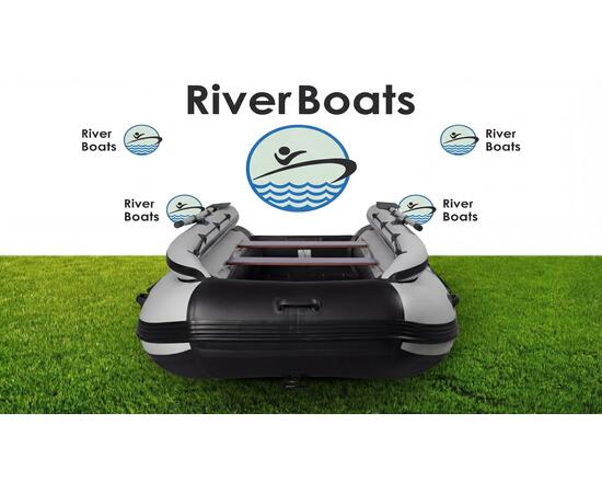 Надувная лодка RiverBoats RB 430 Киль с фальшбортом (серо-синий)