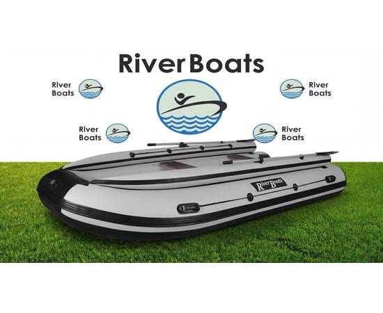 Надувная лодка RiverBoats RB 430 Киль с фальшбортом (серо-синий)