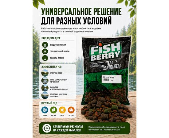 Lion Baits Пеллетс карповый медленно растворимый FishBerry Mixed миксованный - 1 кг