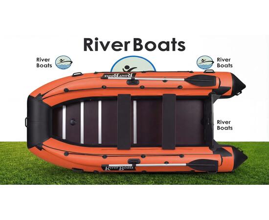 Надувная лодка RiverBoats RB 430 Киль с фальшбортом (черно-оранжевый)