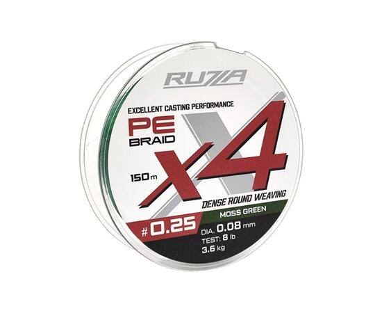 Шнур RUZZA X4 150м Moss Green 0,08мм 3,6кг/8lb