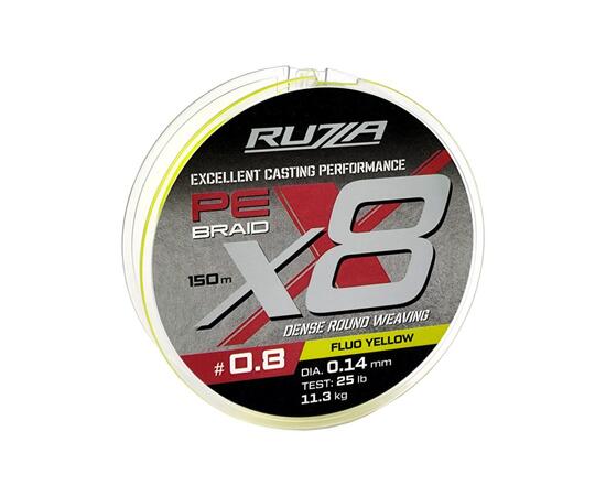 Шнур RUZZA X8 150м Fluo Yellow 0,14мм 11,3кг/25lb