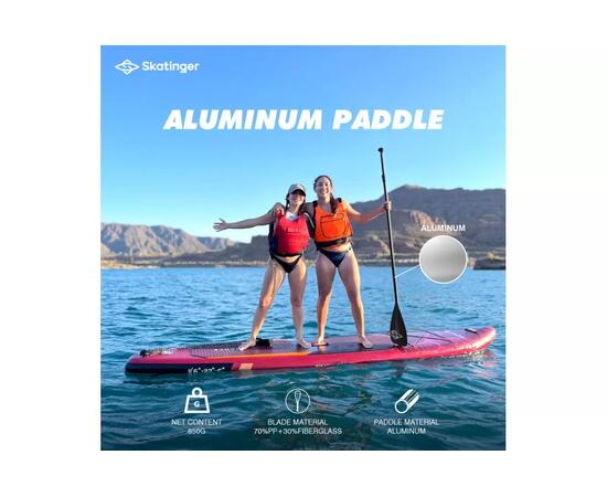 Однолопастное весло из алюминия Skatinger Fiberglass SUP Paddle Screen Printing, черный