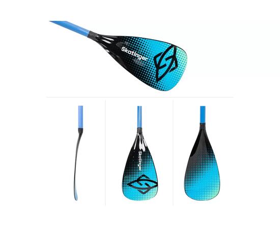 Однолопастное весло из фибергласса Skatinger Fiberglass SUP Paddle Colorful Watermark, чёрно-голубой