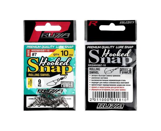 Застежка с вертлюгом RUZZA Rolling Swivel w/Hooked Snap Black №7  