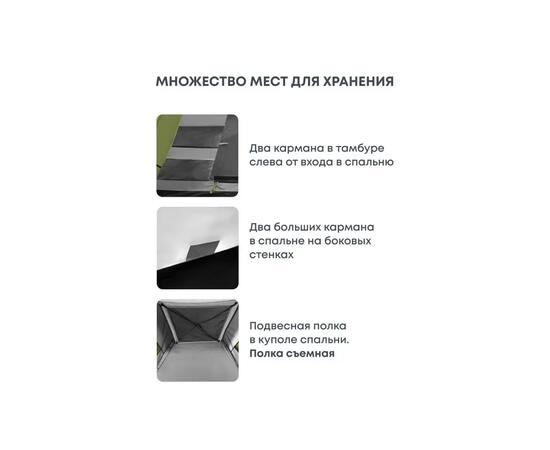 Палатка автоматическая RSP Narle 2 для туризма и кемпинга, оливково-зеленый