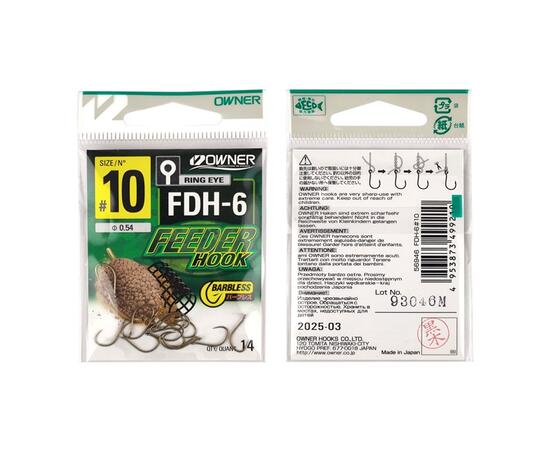 Крючок OWNER Feeder Hook FDH-6 brown №10 14шт  (УШКО)