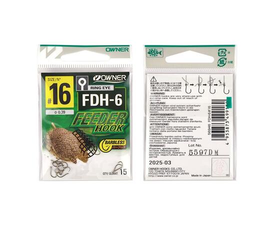 Крючок OWNER Feeder Hook FDH-6 brown №16 15шт  (УШКО)