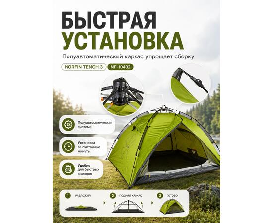 Туристическая 3-х местная палатка NORFIN TENCH 3 NF-10402