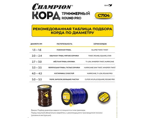 Корд триммерный Champion Round PRO 2,4мм*12м