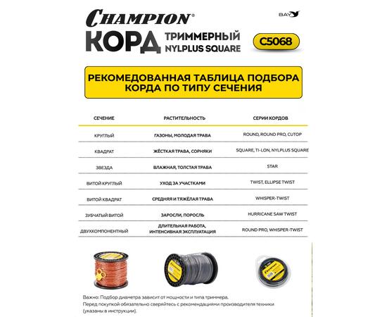Корд триммерный Champion Nylplus Square 3мм*236м