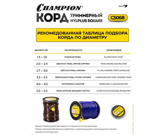 Корд триммерный Champion Nylplus Square 3мм*236м