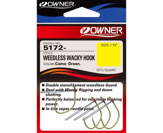 Крючок OWNER Weedless Wacky Hook green №1/0 4шт