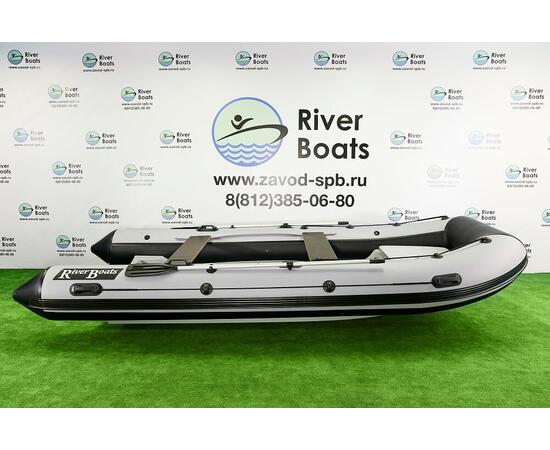 Надувная лодка РИБ RiverBoats RB  430 S Встроенный рундук (черно-серый)