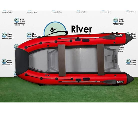 Надувная лодка РИБ RiverBoats RB  430 L Встроенный рундук (черно-красный)