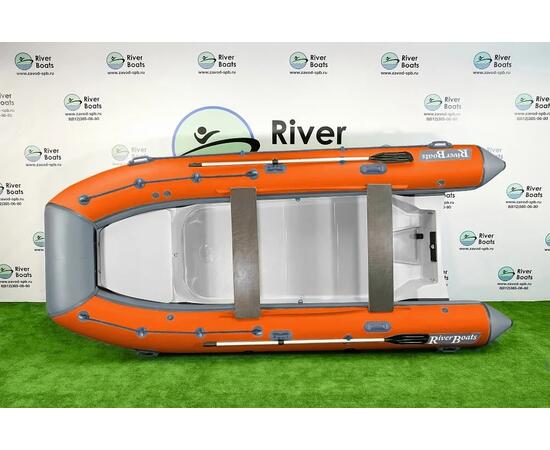 Надувная лодка РИБ RiverBoats RB  470 Встроенный рундук (серо-оранжевый)