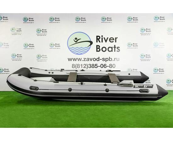 Надувная лодка РИБ RiverBoats RB  430 S Встроенный рундук (черно-оранжевый)