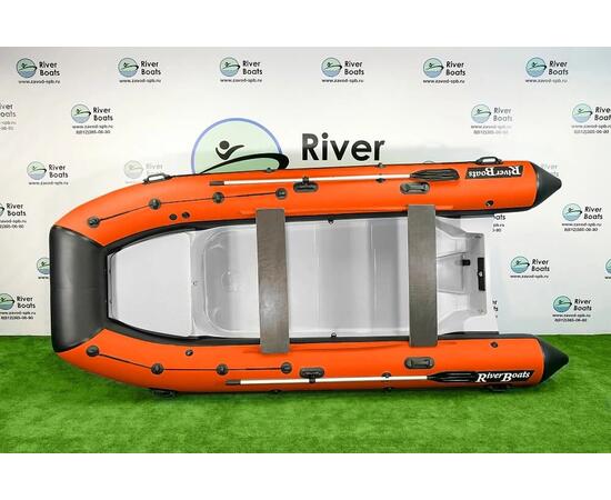 Надувная лодка РИБ RiverBoats RB  470 Встроенный рундук (черно-оранжевый)