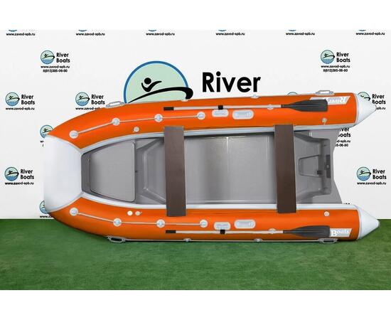 Надувная лодка РИБ RiverBoats RB  430 S Встроенный рундук (бело-оранжевый)