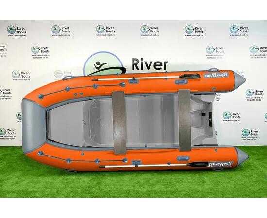 Надувная лодка РИБ RiverBoats RB  470 Встроенный рундук (серо-оранжевый)
