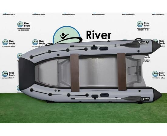 Надувная лодка РИБ RiverBoats RB  430 L Встроенный рундук (черно-серый)