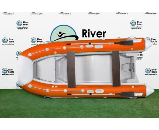 Надувная лодка РИБ RiverBoats RB  380 NEW Встроенный рундук (бело-оранжевый)