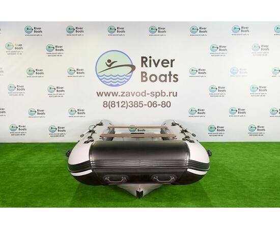 Надувная лодка РИБ RiverBoats RB  430 S Встроенный рундук (черно-оранжевый)