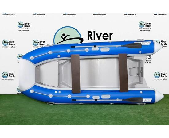 Надувная лодка РИБ RiverBoats RB  380 NEW Встроенный рундук (бело-синий)