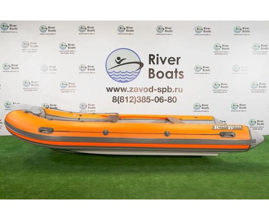 Надувная лодка РИБ RiverBoats RB  430 L Встроенный рундук (черно-серый)