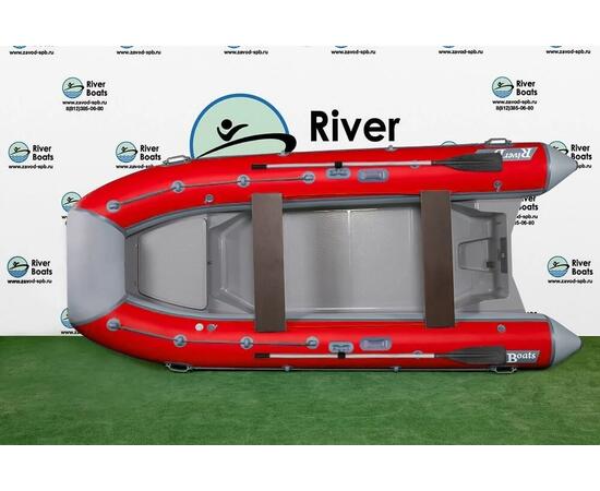 Надувная лодка РИБ RiverBoats RB  430 L Встроенный рундук (серо-красный)