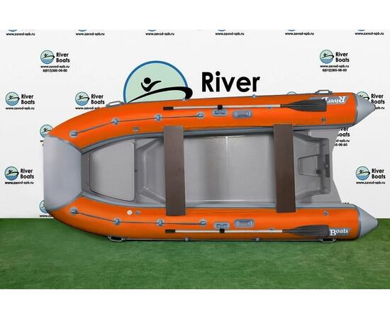 Надувная лодка РИБ RiverBoats RB  430 L Встроенный рундук (серо-оранжевый)