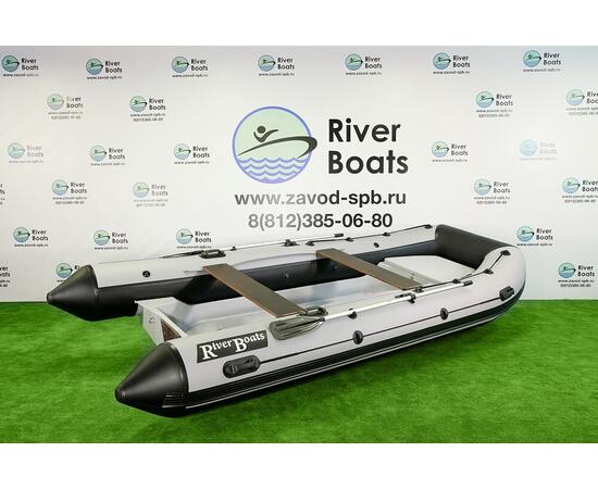 Надувная лодка РИБ RiverBoats RB  430 S Встроенный рундук (бело-оранжевый)